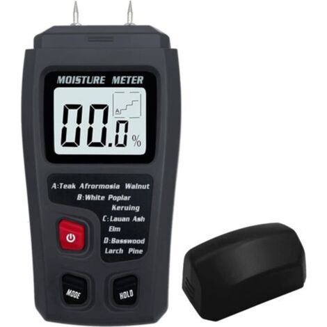 Humidimètre numérique pour bois, testeur d'humidité du bois, hygromètre, détecteur d'humidité du bois, grand écran LCD (gris) (1/4)