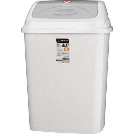 Pattumiera ALFI con coperchio a cerniera da 16 l per rifiuti, grigio chiaro marmorizzato