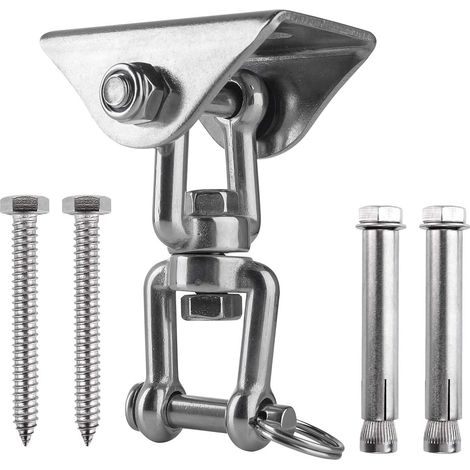 Innovative 304 Stainless Steel Ceiling Hook, 500kg Capacity, 360° Rotation, Suspension for Concrete and Wood Set, Hanging Chair, Hanging Lamp, Hammock, Yoga, with 4 Fixing Screws (1/5)