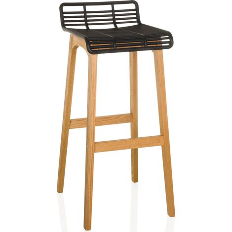 Barhocker / Tresenhocker LONSO W Eiche / Kunststoff schwarz hjh OFFICE (1/5)
