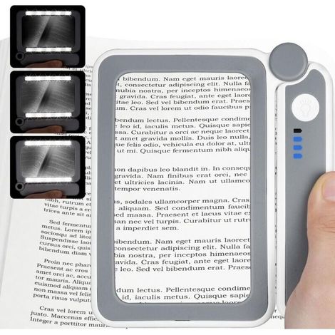 4-fache Leselupe, Lupe mit 10 LEDs, Beleuchtete Lupe, Große Handlupe, Faltbare Lupe für wissenschaftliche Bücher, Zeitschriften, Lesen, Schmuck, Insekten, Bastelarbeiten (1/4)