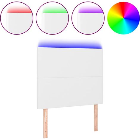 Maison Exclusive - LED Kopfteil Weiß 90x5x118/128 cm Kunstleder (1/5)