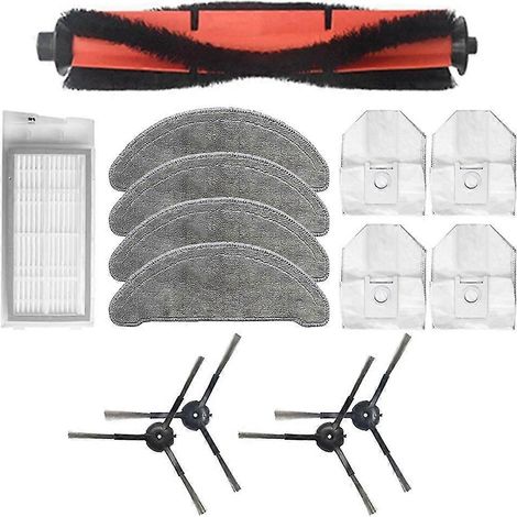 Pièces de rechange pour aspirateurs robots Eve Plus : brosse principale, brosses latérales, filtre HEPA et serpillière. (1/5)