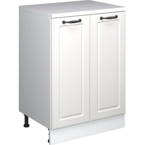 Küchenschrank für Dachschrägen R-Line, Weiß Landhaus, 60 cm ohne Schräge mit 2 Türen, Vicco (1/5)