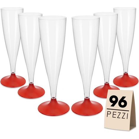 FLUTE SET 96 PZ CONFEZIONE 6 PEZZI L'UNA REALIZZATI IN PLASTICA COLORE ROSSO (1/5)