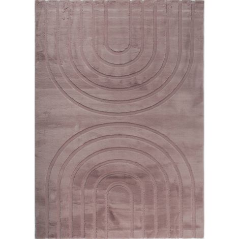 Tapis rose géométrique très doux antidérapant lavable - 160 x 230 cm (1/5)