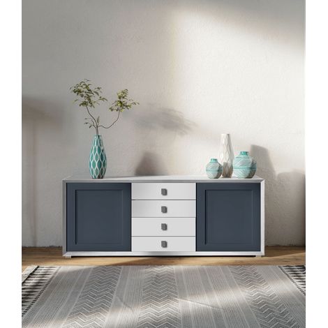 Madia  2 ante e 4 cassetti linea Tilt CLASSIC bianco e navy (1/3)