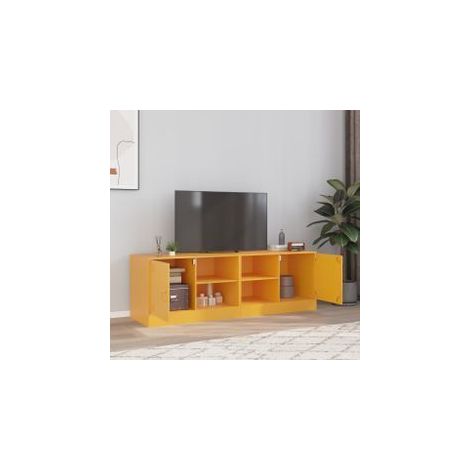 Meubles TV 2 pcs jaune moutarde 67x39x44 acier (1/5)