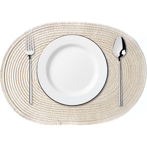 2 Sets de table ovales, paille tressée, antidérapant, résistant chaleur, 50x35cm, pour maison et hôtel（Q3 : Nouveaux produits pour le mois d'août） (1/5)