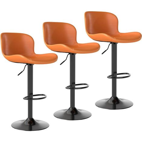 Barhocker 3er Set, höhenverstellbar, drehbar, Kunstleder, Orange (1/5)