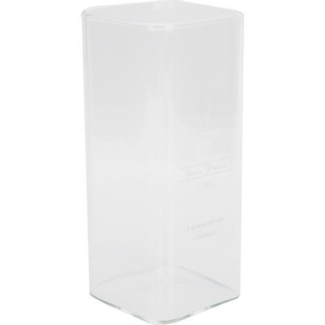 Quadratischer, hitzebeständiger Glasbecher (400 ml) mit Burgmotiv, geeignet für Getränke, Milch oder Frühstück. (1/5)