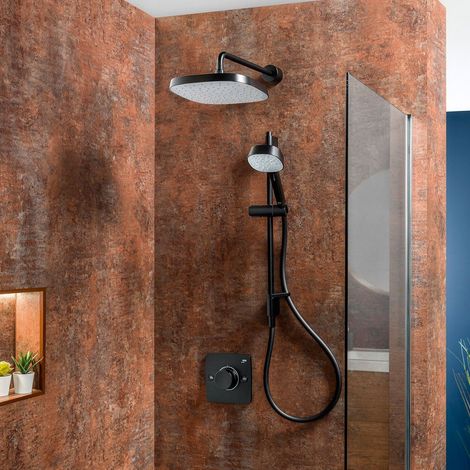 Mira Evoco Dual Thermostatic Mixer Shower Adjustable Fixed Heads Black Modern (1/5)