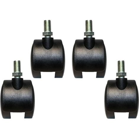 Drehbare Bürostuhlrollen, Satz mit 4 M10-Rädern, 50 mm mit Gewinde, für Bürostühle, Möbel, Doppellager, sicher und langlebig, schwarze Farbe.