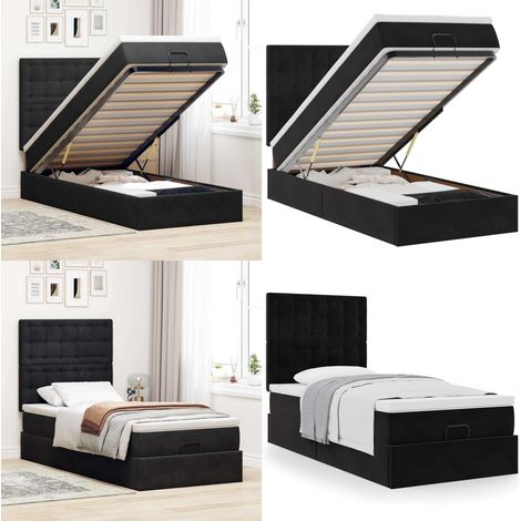 vidaXL Ottoman-Bett mit Matratzen Schwarz 100x200 cm Samt (1/5)