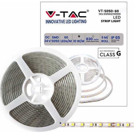 STRISCIA LED 5050 60 LEDS 24V IP65 3000K - Luce CALDA