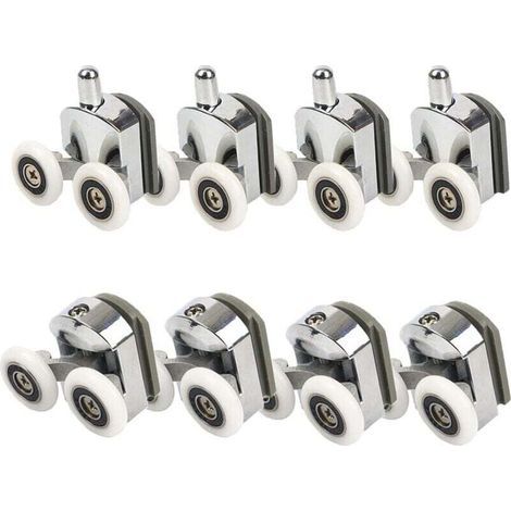 Lot de 8 roulettes pour porte de douche haut et bas de 23 mm (4 supérieurs et 4 inférieurs) (23 mm-8 pièces) (double 23 mm-8 pièces) (1/5)