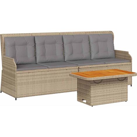 Maison Exclusive - 3-tlg. Garten-Lounge-Set mit Kissen Beige Poly