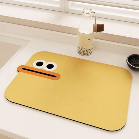 Kitchen countertop dish drying mat, heat-resistant, draining mat, yellow, 40 x 50 cm