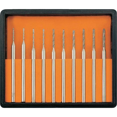 Multirex – Lot de 10 mini-forêts diamantés HSS – Pour perçage précis dans verre et pierre – Queue 2,35 mm – Taille 0,5 à 2,2 mm