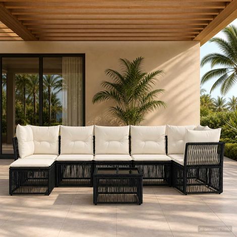 vidaXL Set Divano da Giardino 8 pz Nero polyrattan (1/5)