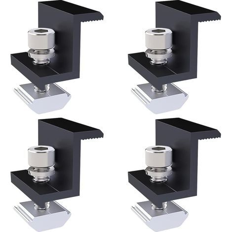 Lot de 4 pinces d'extrémité pour panneau solaire avec vis en Z - Bornes d'extrémité de 30 mm - Noir - Pour installations photovoltaïques (1/4)