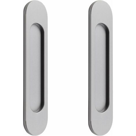 Pair - Poignée de porte coulissante ovale autocollante – Installation facile sans poinçon – Pour portes de grange, fenêtres, placards – 18 cm gris (1/5)
