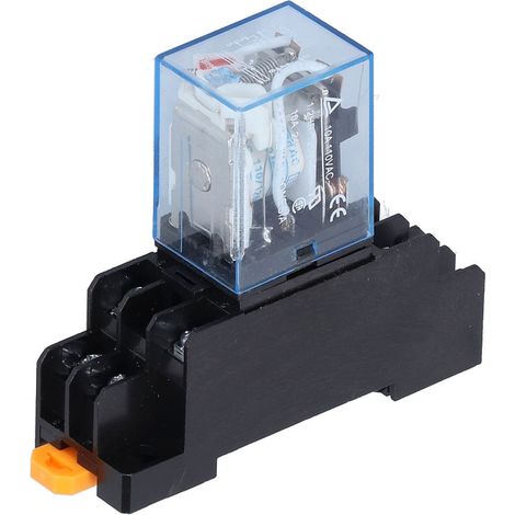 Relais électromagnétique 8 broches LY2NJ, 10A 250V AC/DC avec socle de fixation et voyant lumineux pour contrôle moteur