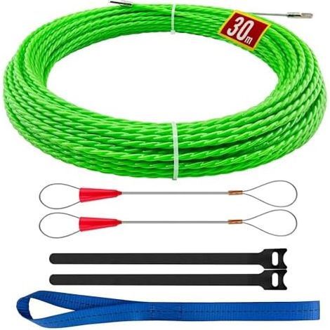 Aiguille Electricien 30 m - Tire Fils Electrique,Tire Cable, Spirale Rétractable,Tire Fil, Ressort Pour Câbles et Installations Electriques（30m,Φ4,5 mm）