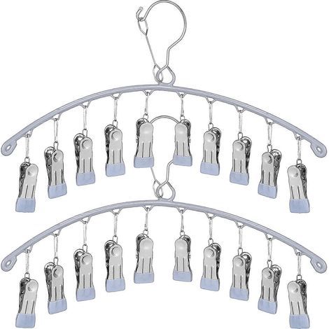 Set mit 2 Hut-, Wäsche-, Socken- und Kleiderbügeln (Mehrzweckbügel) – 41,00 x 20,00 x 3,00 cm – Grau (1/4)