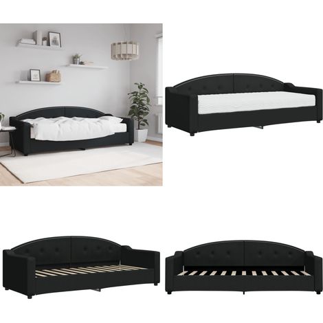 Tagesbett mit Matratze Schwarz 80x200 cm Stoff - Tagesbett - Schlafsofa - Gästebett - Doppelbett - Sofa Bett Kombination - Home & Living (1/5)