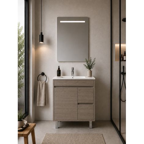 Mueble de baño con lavabo ORIGENBATH ISQUIA sin espejo 60x35 cm roble smoky