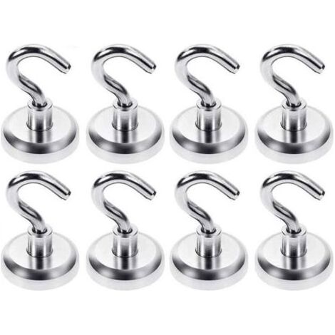 Crochets Magnétiques, Puissant Aimant Néodyme Force d’attraction de 18 kg, pour accessoires de cuisine, 25 mm, Lot de 8 (1/5)