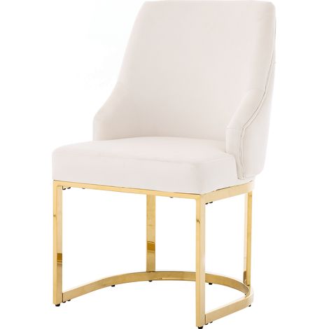 6 chaises de salle à manger en velours beige avec pieds métalliques dorés, design moderne et confortable (1/5)