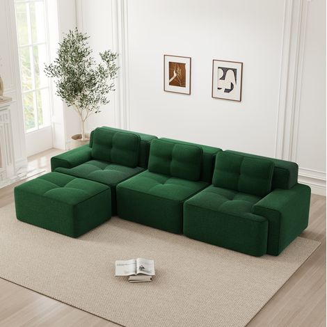 divano modulare 293x177 seduta profonda velluto verde HAVRYA (1/5)