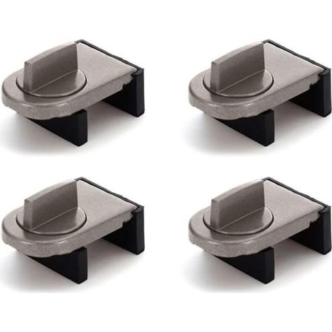 Juego de 4 cerraduras para ventanas corredizas, color café, topes para ventanas corredizas, topes para puertas corredizas, cerraduras ajustables para ventanas, para puertas (1/5)