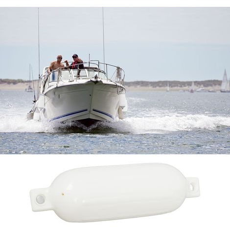 Vier weiße Fender (16,5 x 58,5 cm) mit 2 m weißem Seil. Marinefender und -abweiser, geeignet für Yachten, Fischerboote und Schlauchboote (Lieferung ohne Gas). (Übergewicht) (Übergröße) (Übergewicht) ( (1/5)