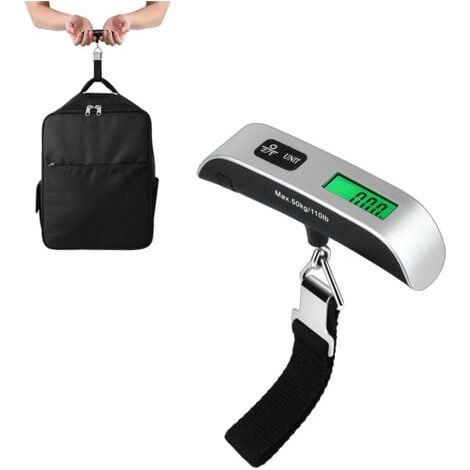 Pèse-bagages électronique, balance de valise portable, fonction de mesure de la température, jusqu'à 50 kg/110 lbs (1/5)