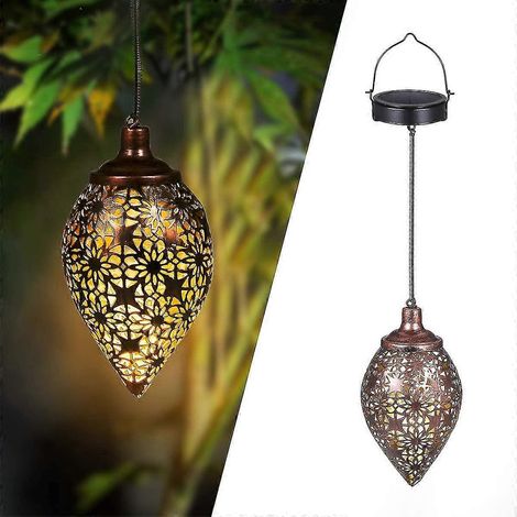 Lampe solaire LED d'extérieur, suspension lumineuse solaire, décoration en métal pour jardin, terrasse, balcon (1/5)