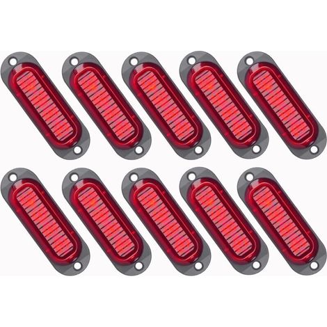 10X LED Feux de Marquage Latéral 12 / 24V Feux De Gabarit LED Remorque Lampe Latérale Avertissement Lumière pour Camion RV Caravan (Rouge),de