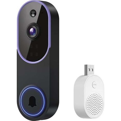 AULEDIO Lot 2 sonnettes vidéo sans fil 1080P avec détection humaine AI, audio bidirectionnel, Wi-Fi 2.4GHz, alertes temps réel et installation facile (1/5)