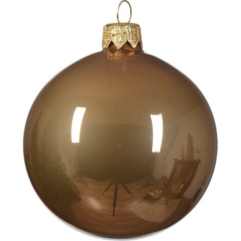 Boule de Noël en verre émaillé couleur marron gingembre ø 8cm