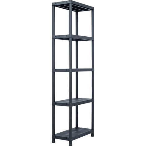 Étagères de rangement 5 pcs Noir 125 kg 60x30x180 cm Plastique (1/5)