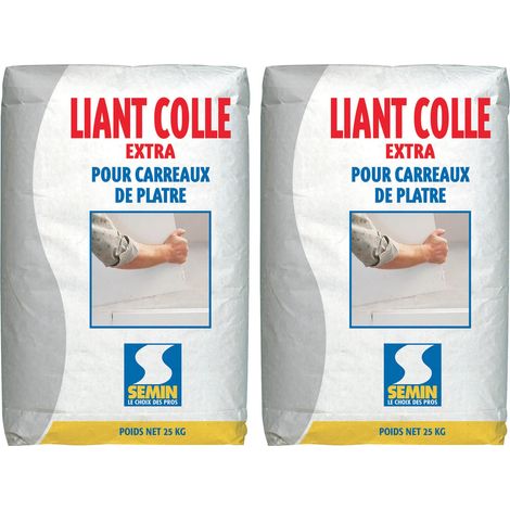 Colle Liant Extra Semin - Carreaux de Plâtre - Intérieur - Poudre - Sac de 25 kg (lot de 2) (1/4)