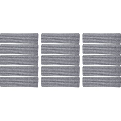 15 Bandes d'escalier antidérapantes en polyester découpables, adhésives et douces, tapis de sol gris à rayures (1/5)