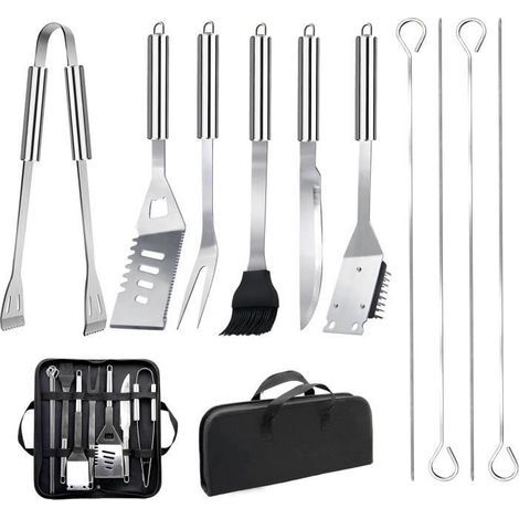 11-teiliges professionelles Grillbesteck-Set aus Edelstahl – Praktisches Grillzubehör-Set mit Tragetasche (1/4)