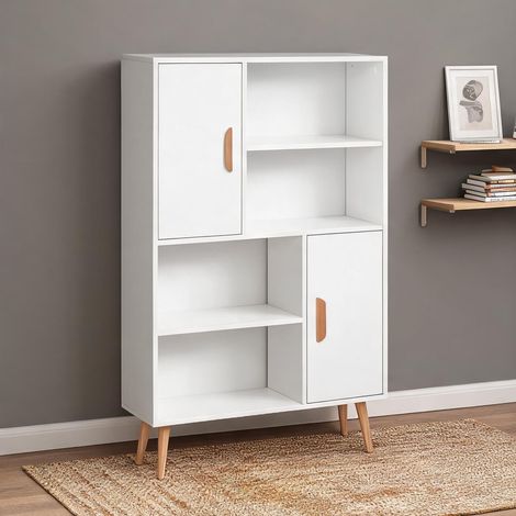 Meuble de rangement de bureau blanc en bois 80 x 235 x 123 cm (1/5)