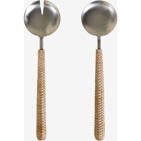 Set de 2 cubiertos para ensalada en acero inoxidable y bambú Dakomi SKLUM        (1/5)