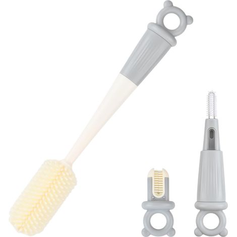 30 cm Goupillon Biberon en Silicone avec Manche Long, Brosse Polyvalente pour Le Nettoyage de Biberons, Ecouvillon Gourde Idéal pour Bouteilles d'eau, Gourdes Sportives, Verres, Tasses Thermos (1/5)