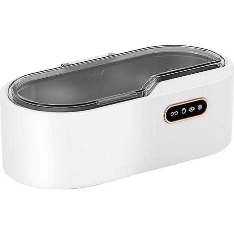 Nettoyeur ultrasonique blanc de 450 ml avec 4 modes de nettoyage pour lunettes - Appareil ultrasonique 45 kHz pour montres, bagues, colliers et plus encore (1/5)