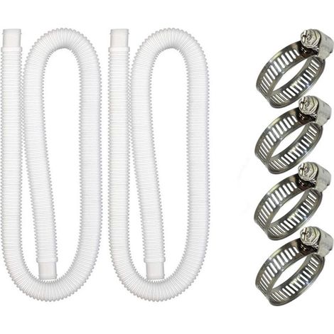 Tuyau de piscine - 32 mm - Longueur : 150 cm - Blanc - 2 tuyaux - Pour pompes de filtration et systèmes d'eau salée (1/4)